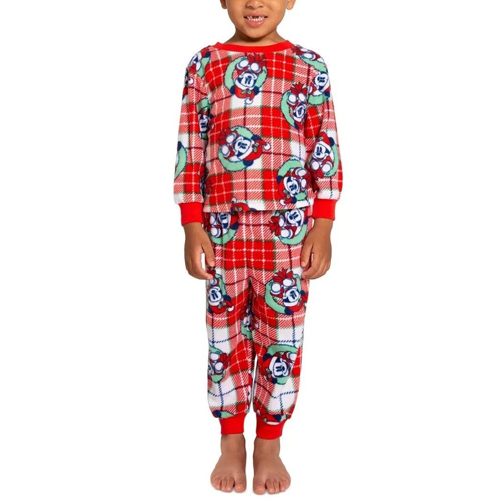 Briefly Stated Disney Toddler Boys Girls 2-Piece Pajamas, Christmas Mickey Mouse